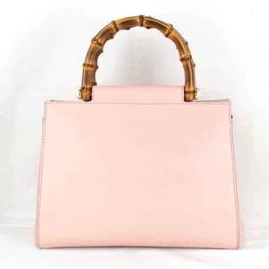 GUCCI Pink Leather Bamboo Bag